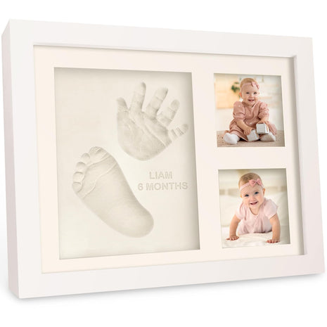 Baby Hand and Footprint Kit Quick Dry Clay Baby Footprints (Alpine White) | Pets Paw Kit, Newborn Keepsake Picture Frame for Boys, Girls, Personalized New Mom Gifts for Shower & Registry, Grandparents