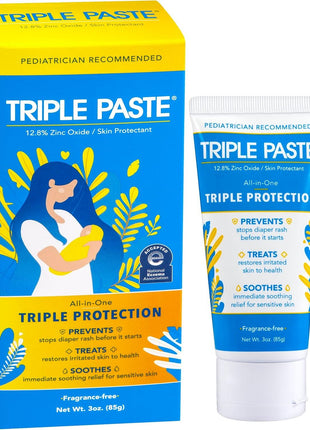 Triple Paste Diaper Rash Cream, Zinc Oxide Baby Ointment, 3 oz
