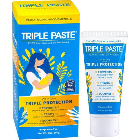 Triple Paste Diaper Rash Cream, Zinc Oxide Baby Ointment, 3 oz
