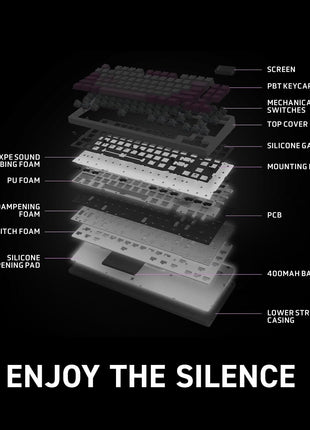 msi Forge GK600 TKL W Violet US - Mechanical Linear SWITCHES - Dye-Sublimated PBT Keycaps, Anti-Slip Base, RGB LED, USB 2.0, Bluetooth, 2.4 GHz - Tenkeyless