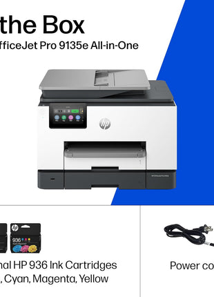 HP OfficeJet Pro 9135e Wireless All-in-One Color Inkjet Printer, Print, scan, copy, fax, ADF, Duplex printing best-for-office, 3 month Instant Ink trial included, AI-enabled (404M0A)
