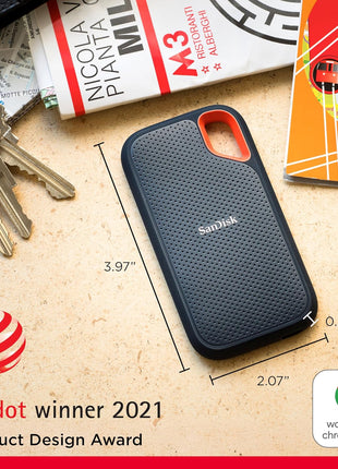 SANDISK 4TB Extreme Portable SSD - Up to 1050MB/s, USB-C, USB 3.2 Gen 2, IP65 Water and Dust Resistance, Updated Firmware - External Solid State Drive - SDSSDE61-4T00-G25