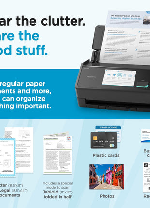 ScanSnap iX2500 Wireless or USB High-Speed Cloud Enabled Document, Photo & Receipt Scanner with Large 5 inch Touchscreen and 100 Page Auto Document Feeder for Mac or PC, Black