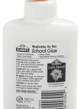 Elmer's bundle Washable Liquid School Glue, White, Dries Clear, 4 fl oz Plus Disappearing Purple Elmer's School Glue Stick, 7g, 2pk