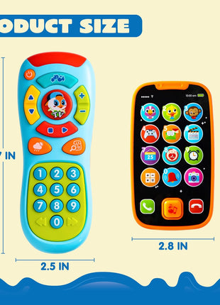 JOYIN Baby Learning Phone and Remote Toy for Toddler, Fun Smartphone Toys with Music for Infants, Boys or Girls, Holiday Stocking Stuffers, Kids Birthday Gift