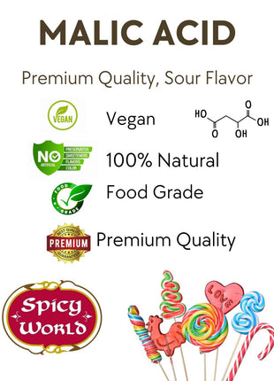 Spicy World Malic Acid Powder 1.75 LB (28oz) - Food Grade, Crystals, Tart Flavor - 1 Pack Each