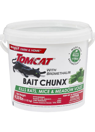 Tomcat with Bromethalin Bait Chunx Pail, Rat and Mice Control for Agricultural Use and Professional Applicators, 4.25 lbs.