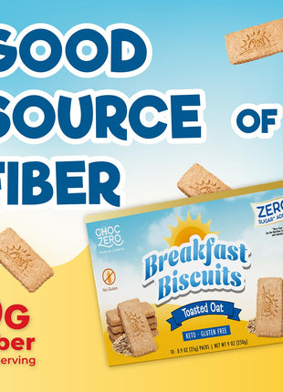 ChocZero Toasted Oat Breakfast Biscuits – No Added Sugar, Keto & Gluten Free High Fiber Snack Cookies, 30 Per Box (9 oz)