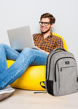 MATEIN Travel Laptop Backpack, Business Anti Theft Slim Sturdy Laptops Backpack with USB Charging Port, Water Resistant College School Computer Bag Gift for Men & Women Fits 15.6 Inch Notebook, Grey