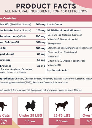 Glucosamine for Dogs, Joint Supplement for Dogs, Dog Allergy Relief Chews, with Probiotics, Omega 3, Colostrum - Dog Itching Skin & Ears Relief