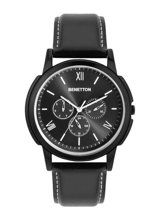 United Colors of Benetton Men Black Round Brass Dial Analogue Watch- UWUCG0803
