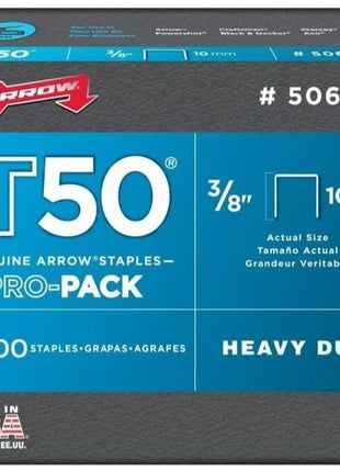 Arrow Fastener 506IP T50 3/8 inch Flat Crown Heavy Duty Steel Staples | 2 Pro-Pack Bundle | 10000 Total | 5000 Each Box