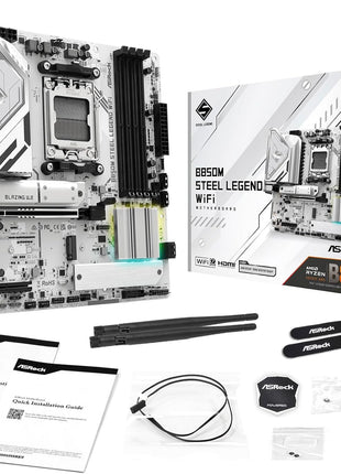 ASRock B850M Steel Legend WiFi Micro-ATX AM5 Motherboard: Ryzen 9000/8000/7000, DDR5 8000+ OC, PCIe 5.0 x16, WiFi 7, 3X M.2 (1x Gen5), USB 3.2 Gen2 Type-C, BIOS Flashback