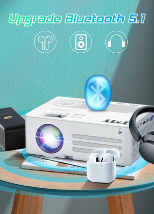 TMY Projector with WiFi and Bluetooth【80" screen included】Native 1080P Outdoor Projector, 4K Supported Portable Projector, Compatible with iOS/Android/PC/TV Stick/HDMI/USB, Indoor Outdoor Use