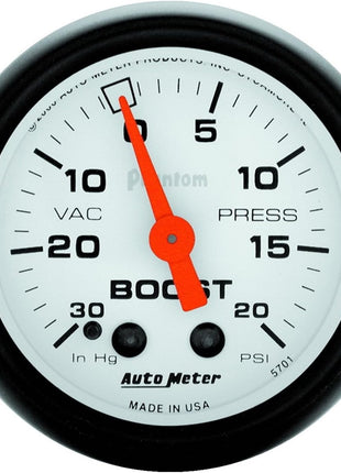Auto Meter 5701 Phantom Mechanical Boost/Vacuum Gauge , 2.3125 in.