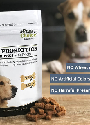 Paw Choice Probiotics for Dogs with Prebiotics - Daily Chews for Gut Health, Digestion, Regularity, and Immune Support - Natural Supplement Treat Made in USA