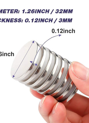 Super Strong Neodymium Disc Magnets with Double-Sided Adhesive, Powerful Permanent Rare Earth Magnet Fridge, DIY, Building, Scientific, Craft, and Office Magnets, 1.26 inch D x 1/8 inch H - 6 Packs