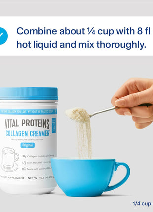 Vital Proteins Collagen Creamer Original, 10.3oz | Collagen Coffee Creamer, Supports Daily Collagen Intake, Original Flavor, Coffee Add-In, 12 Servings