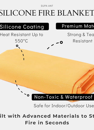 Fire Blanket - 1500F CE Certified Emergency Fire Blanket for Home and Kitchen. 500GSM Fabric & 0.5mm Thick - 100% Fiberglass Fire Extinguisher for Car,Warehouse Office - 2pc (40x40 inches) by Supa Ant