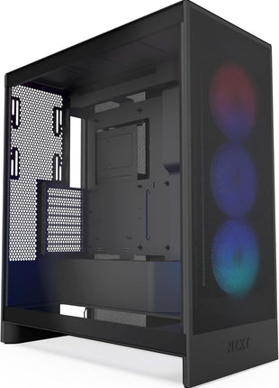 NZXT H7 Flow RGB - Mid-Tower ATX Airflow PC Case - Black | Airflow ATX build with pre-installed 360mm RGB fan unit. Bottom GPU cooling and CAM-ready lighting out of the box.