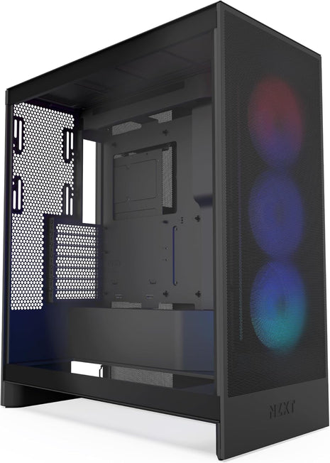 NZXT H7 Flow RGB - Mid-Tower ATX Airflow PC Case - Black | Airflow ATX build with pre-installed 360mm RGB fan unit. Bottom GPU cooling and CAM-ready lighting out of the box.