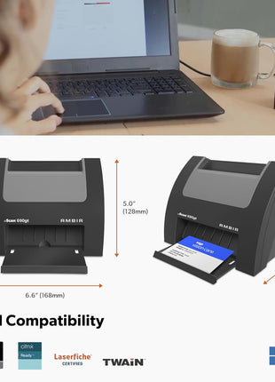 Ambir nScan 690gt-AS High-Speed Vertical Card Scanner for Windows PC and MAC