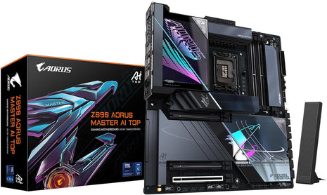 GIGABYTE Z890 AORUS Master AI TOP Intel Core Ultra (Series 2) LGA 1851 Motherboard, E-ATX, DDR5, 4X M.2, PCIe 5.0, Thunderbolt 4, WIFI7, 10GbE LAN, EZ-Latch