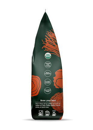 Four Sigmatic Organic Focus Mushroom Ground Coffee | Dark Roast, Organic Coffee with Lion's Mane & Chaga Mushroom for Mental Clarity & Energy Support | 12oz Bag