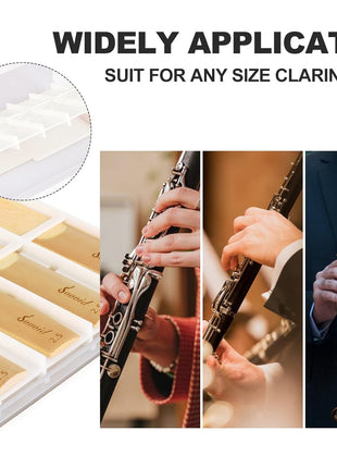10 Pack Bb Clarinet Reeds with Plastic Box, Strength 2.5 Reeds for Clarinet, Thinner Reed Tip & Unfiled Cut for Easy of Play, Traditional Reeds for Clarinet Beginner and Player