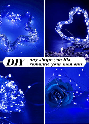 ZGWJ 12 Pack Fairy Lights Battery Operated, 7ft 20 Mini LED Fairy String Lights Silver Wire 3 Modes for DIY, Parties, Wedding, Bedroom, Halloween Christmas Decoration Blue