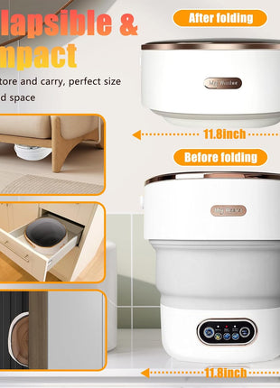 Portable Washing Machine,15L Collapsible Mini Washer with 3 Cleaning Modes Drain Basket Small Foldable Laundry Machine for Travel Camping Dorms RVs Apartments Baby Clothes Underwear Socks Delicates