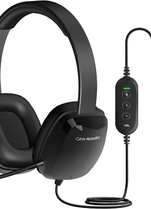 Cyber Acoustics USB-C Stereo Headset (AC-6014), in-Line Volume and Mute Controls for PCs, Chromebooks, and USB-C Devices, Ideal for K-12 Classrooms or Home, Made with 60 Percent Recycled Plastic