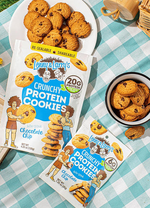 Lenny & Larry's The Complete Crunchy Cookie, Chocolate Chip, 6g Plant Protein, Vegan, Non-GMO, 1.25 Ounce Pouch (Pack of 12)