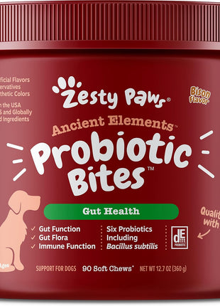 Ancient Elements Allergy & Immune Bites for Dogs - Omega 3 Wild Alaskan Salmon Fish Oil + Ancient Elements Probiotics for Dogs - Chewable Dog Probiotic Supplement