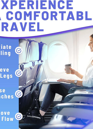 BASIC CONCEPTS Airplane Foot Hammock for Plane Travel Essentials - Airplane Travel Essentials, Long Flight Foot Rest - Plane Gadgets