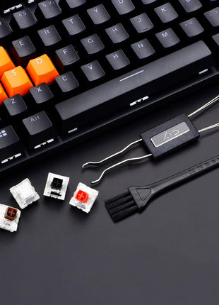 New Fashion Kingdom Keycap Puller Switch Puller Stainless Steel Keycap Removal Tool with 2 Pcs Keyboard Cleaning Brush for Mechanical Keyboard