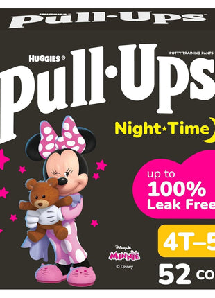 Pull-Ups Girls' Night-Time Potty Training Pants, Size 4T-5T Overnight Training Underwear (38-50 lbs), 52 Ct