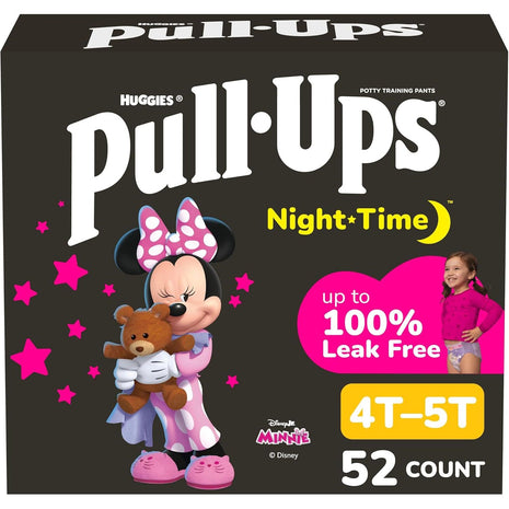 Pull-Ups Girls' Night-Time Potty Training Pants, Size 4T-5T Overnight Training Underwear (38-50 lbs), 52 Ct