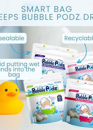 TruKid Bubble Podz Bubble Bath for Kids, Toddlers, & Babies, Tear Free Gentle & Refreshing Bath Bomb for Sensitive Skin with Natural Moisturizers, Non-Toxic, pH Balanced, Lavender Scent (24 Podz)