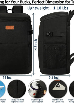 Camping Cooler Backpack 30 45 Cans, Soft Backpack Coolers Insulated Leak Proof Travel Cooler Bag Waterproof Lunch Picnic Beach Work Trip Thermal Bag Drink Beverage Beer Bag Cooler