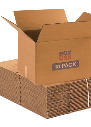 BOX USA Moving Boxes Medium 18 inchL x 14 inchW x 12 inchH 10-Pack | Corrugated Cardboard Box for Shipping, Mailing, Packing, Packaging and Storage 18x14x12