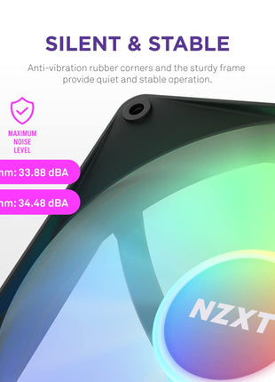 NZXT F120 RGB Core - 120mm Hub-Mounted RGB PC Case Fan - Black | 120mm RGB fan with 8 addressable LEDs and semi-transparent blades. Quiet cooling with CAM-synced lighting.
