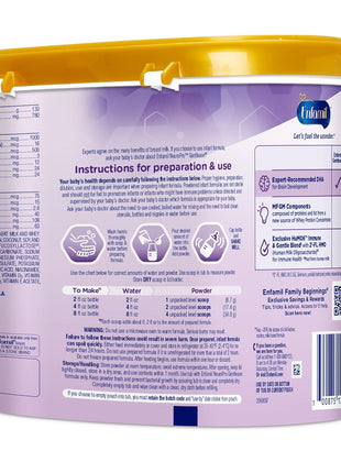 Enfamil NeuroPro Gentlease for easing Fussiness, Crying, Gas, Spit-up in 24 Hrs, Smaller Proteins for Easy Digestion, Brain Supporting DHA, Prebiotic Blend, HuMO6*, Baby Formula, Reusable Tub, 19.5 Oz