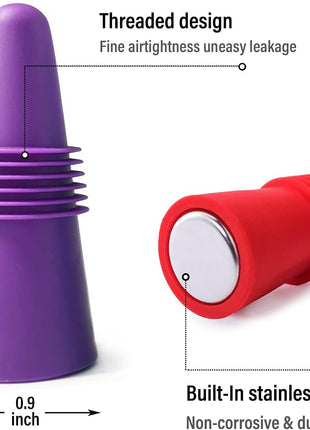 Wine Stoppers Beverage Bottle Sealer Soft Silicone Wine Bottle Stoppers Corks with Grip Top for Keeping Wine Champagne Fresh, 8 Pack