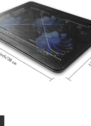 havit HV-F2056 15.6 inch-17 inch Laptop Cooler Cooling Pad - Slim Portable USB Powered (3 Fans), Black/Blue