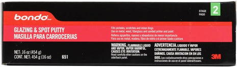 bondo Glazing and Spot Putty, Fills Pinholes, Scratches, Minor Dings & Hairline Cracks, 16 oz, 1 Tube