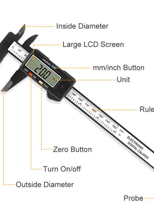 Digital Caliper, Sangabery 0-6 inches Caliper with Large LCD Screen, Auto - Off Feature, Inch and Millimeter Conversion Measuring Tool, Perfect for Household/DIY Measurment, etc