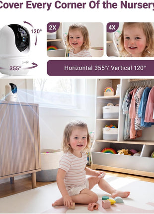 Comfyer BM01 7inch HD Split-Screen Baby Monitor, Video Baby Monitor with 2 Cameras and Audio, No WiFi Monitor with a Flexible Bracket, Up to 2 Days in VOX Mode with Sound Alert, 4X Zoom, Night Vision