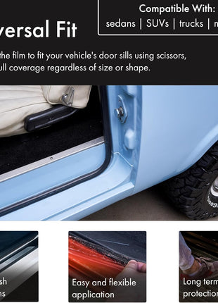 XPEL Clear Universal Door Sill Guard - 60 inch x 2.75 inch - Ultimate Protection for Car or Truck Door Sills against High Traffic and Damage, Easy to Install Interior Protection Film Kit
