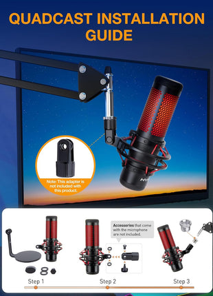 SUNMON Mic Arm, Microphone Boom Arm for Fifine AM8 Blue Yeti HyperX QuadCast SoloCast and Most Microphone, Mic Stand Desk with 3/8 inch to 5/8 inch Screw